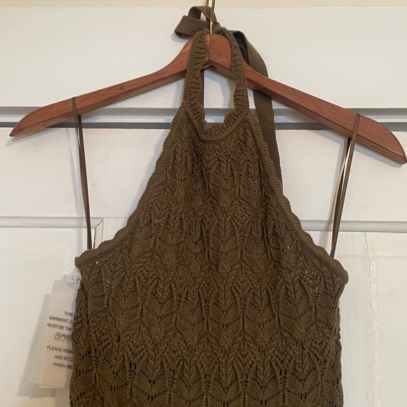 New Ronny Kobo Kaiden Pointelle Knit Halter Sheath Maxi Dress size Medium - Picture 4 of 10